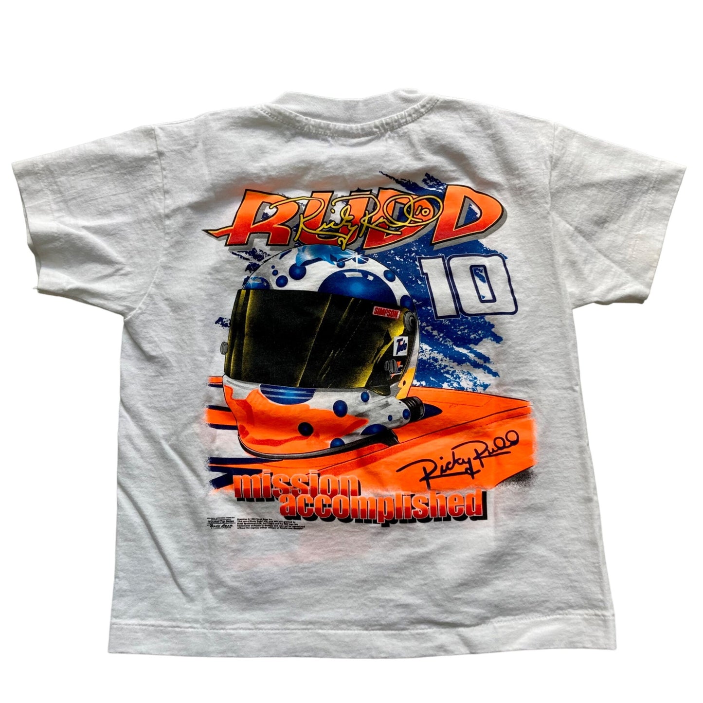 Vintage NASCAR Ricky Rudd #10 "Man On A Mission" T-Shirt Youth S 6-8 Tide Racing