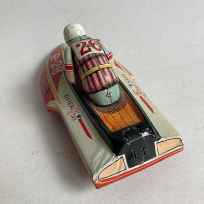 Vintage River Star R-26 Speed Boat Tin Toy Yonezawa Japan WORKS!