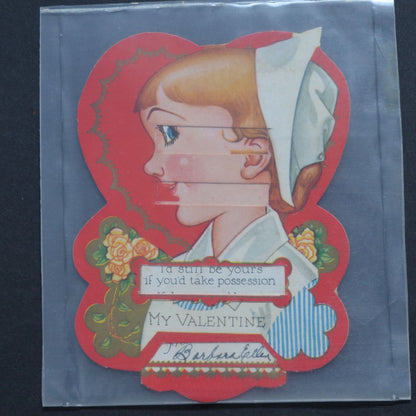 Vintage Valentine Card Nurse Articulating Pull