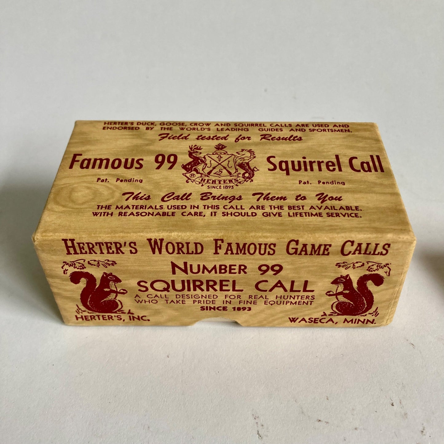 Vintage Herter's Famous No. 99 Squirrel Call w/ Box & Instructions