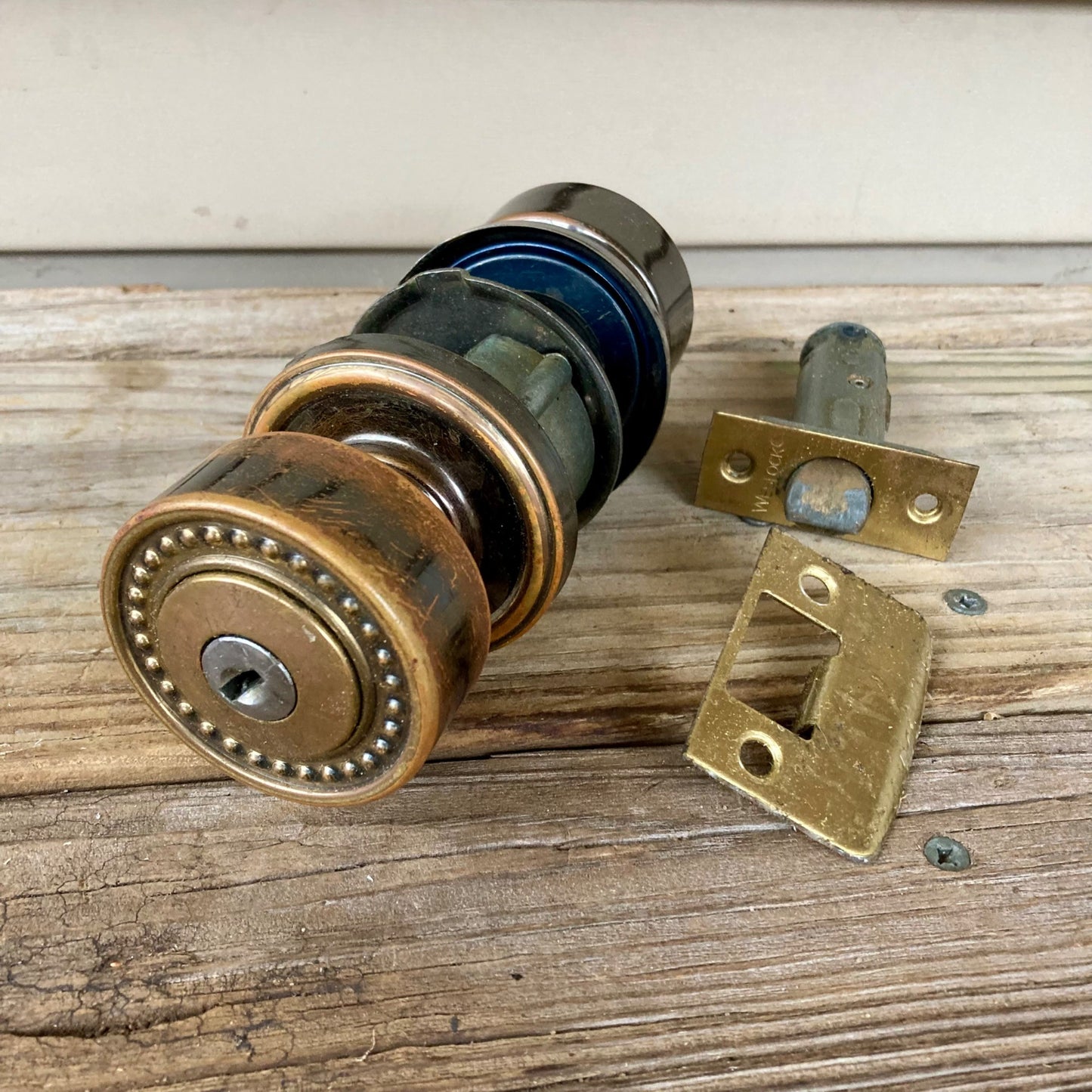 Vintage Door Knob Set Brass Bronze Finish Locking NO KEY