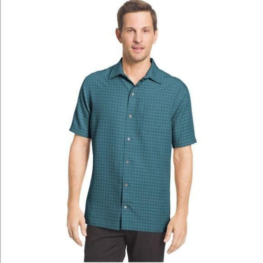 New Van Heusen Classic-Fit Grid Button-Down Shirt Small