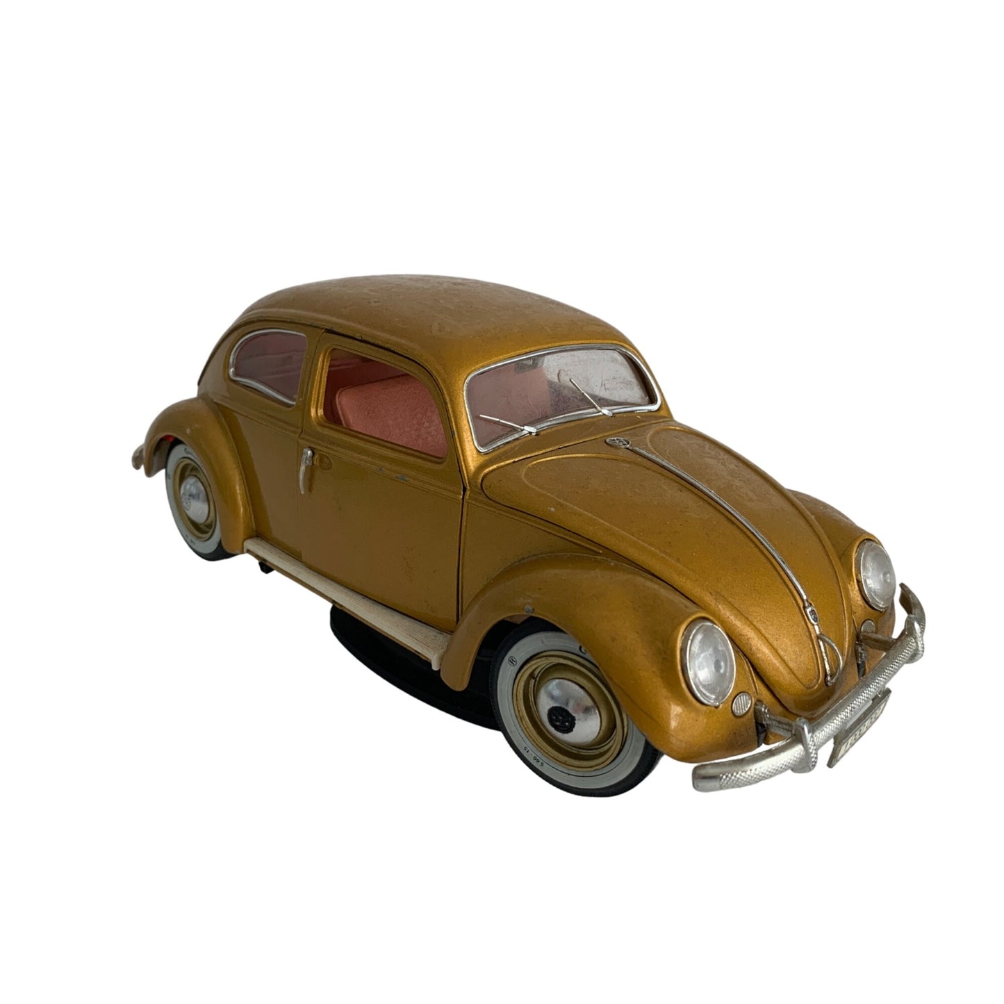 Burago 1955 Gold Volkswagon Beetle Diecast Car with Stand