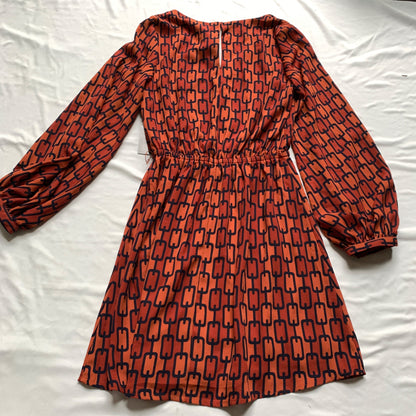 Express Orange Chain Print Dress XS New