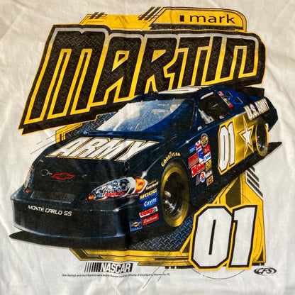 Vintage Mark Martin #01 NASCAR T-Shirt U.S. Army Racing Size 2XL