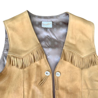 Custom Made by Wild West Clothing Tan Leather Vest Vintage