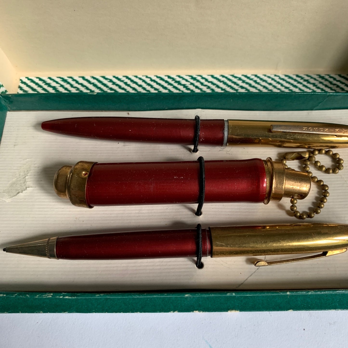 Windsor Pen Set Maroon Gold Vintage In Box with Papers