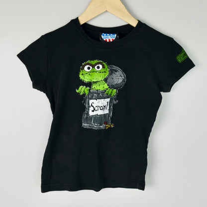 Junk Food Oscar the Grouch Scram Vintage Junior's Small Black Tee