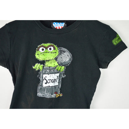 Junk Food Oscar the Grouch Scram Vintage Junior's Small Black Tee