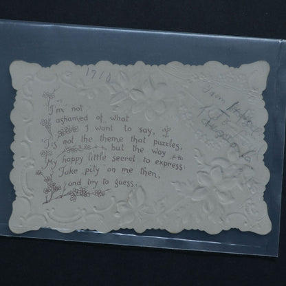 1910 Antique Embossed Die Cut Valentine Card Cupid My Heart's Gift