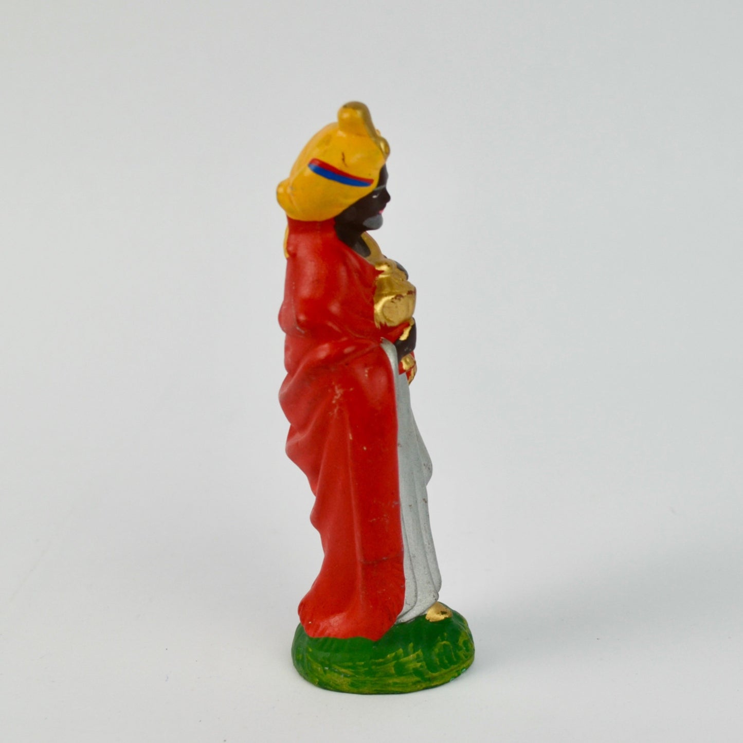 Vintage Three Kings Figurine Red Gold Hand-Painted Christmas Nativity Scene 5.5" Tall