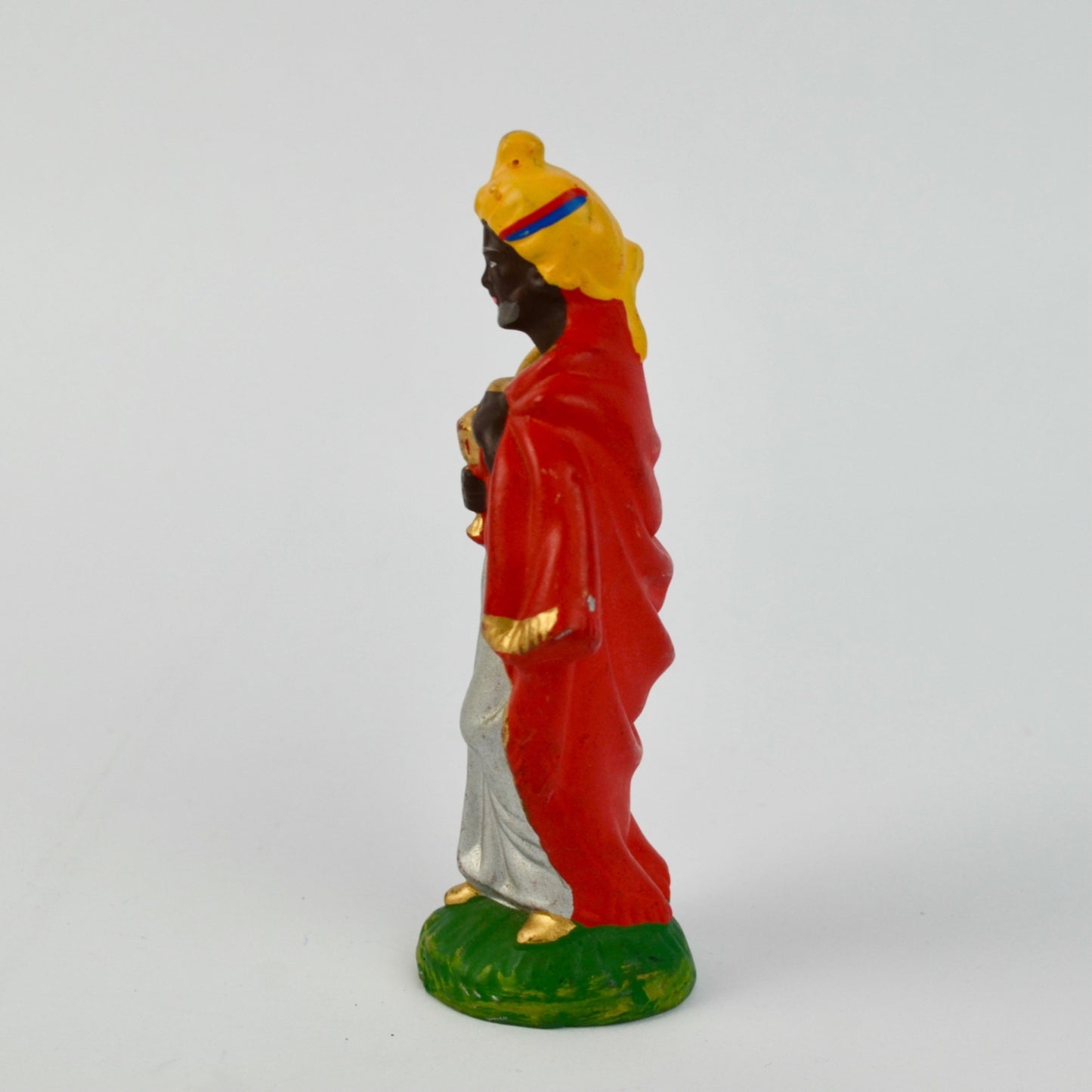 Vintage Three Kings Figurine Red Gold Hand-Painted Christmas Nativity Scene 5.5" Tall