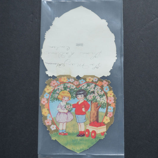 Whitney Made Vintage Valentine Card Wagon Hearts Boy Girl Tree