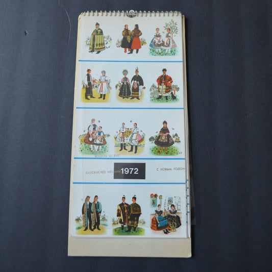 1972 Vintage Hungarian? Ukrainian? Calendar with Stand