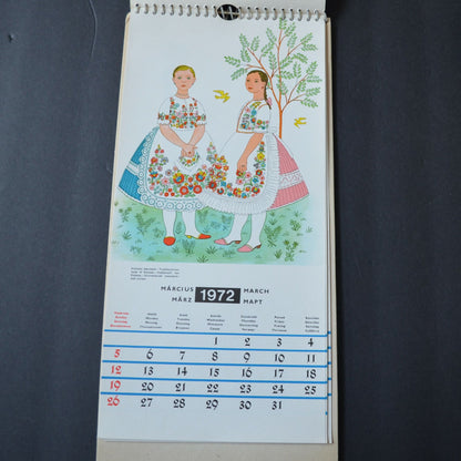 1972 Vintage Hungarian? Ukrainian? Calendar with Stand