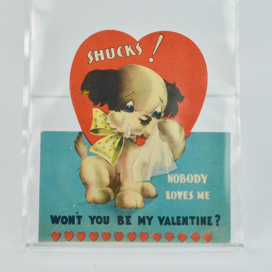 Vintage 1950s Puppy Valentine Card With Tearaway Tissue & Heart