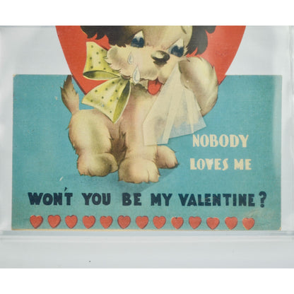 Vintage 1950s Puppy Valentine Card With Tearaway Tissue & Heart