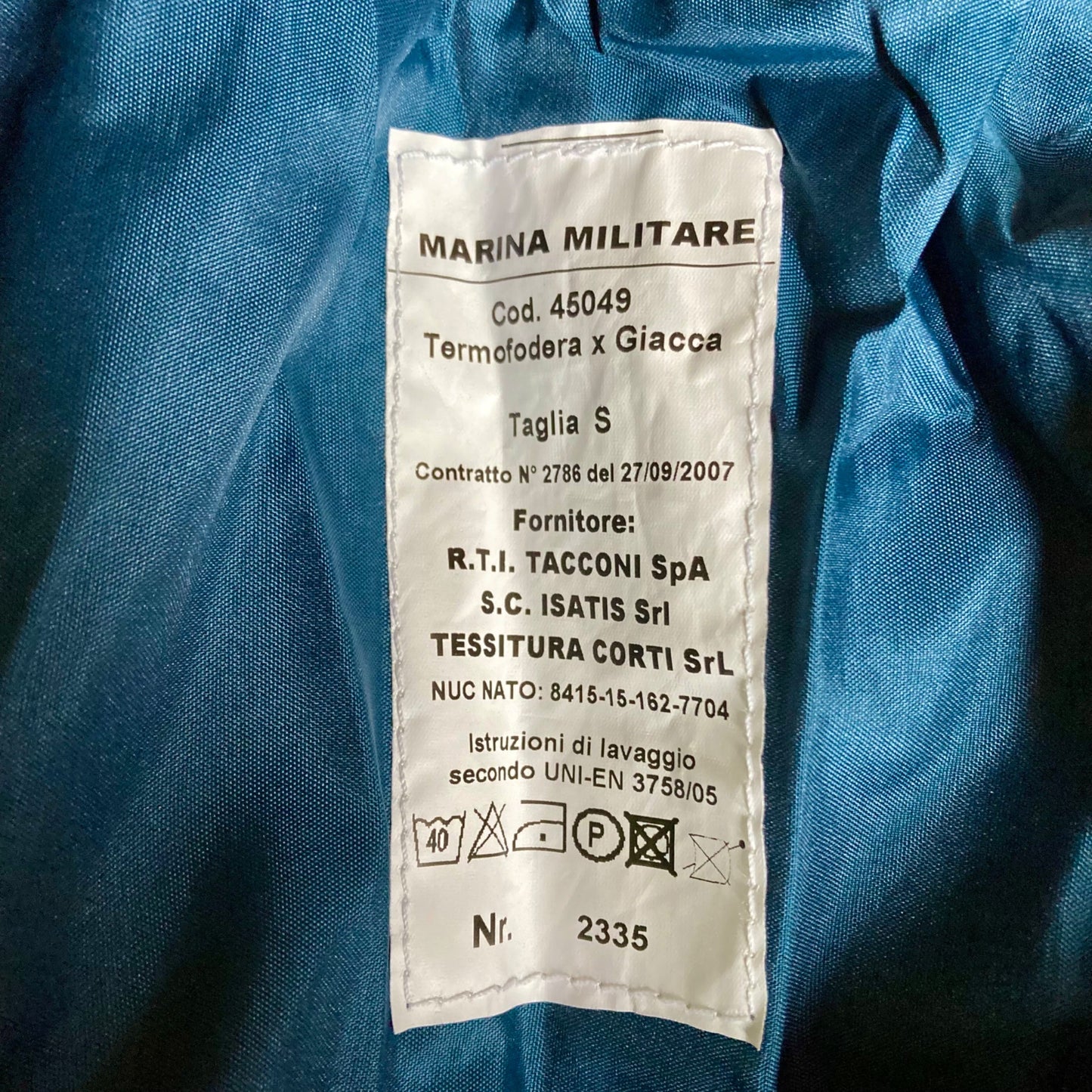 Italian Navy Military Jacket w/ Thermal Liner Size Small Italy Taglia S