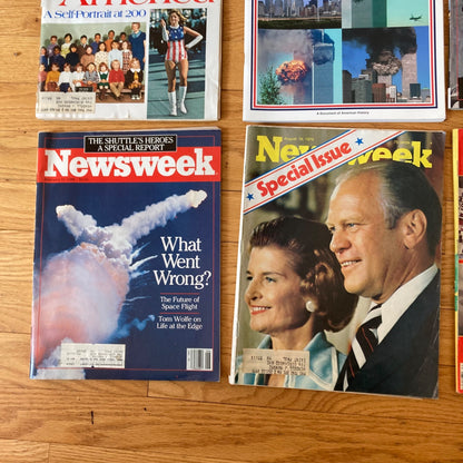 Lot 7 Vintage Newsweek Magazines + Bonus 9/11 Book 1986 Challenger 2001