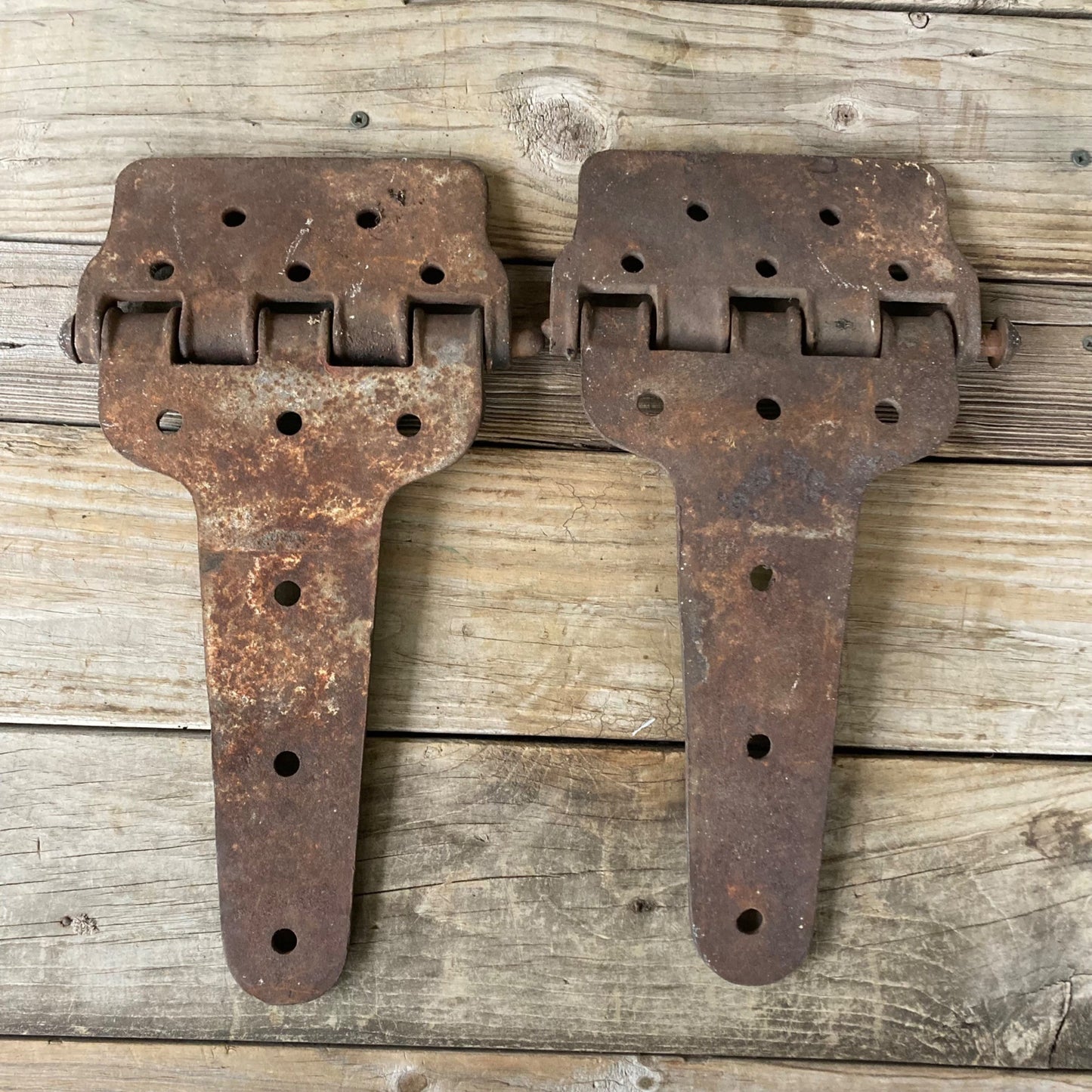 Pair Antique Cast Iron 15.5" Hinges GTX 361-6, 361-7 Large Barn Door Boxcar