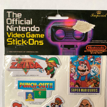 1988 Nintendo Official Video Game Stick-Ons Stickers Zelda Super Mario Bros Punch-Out