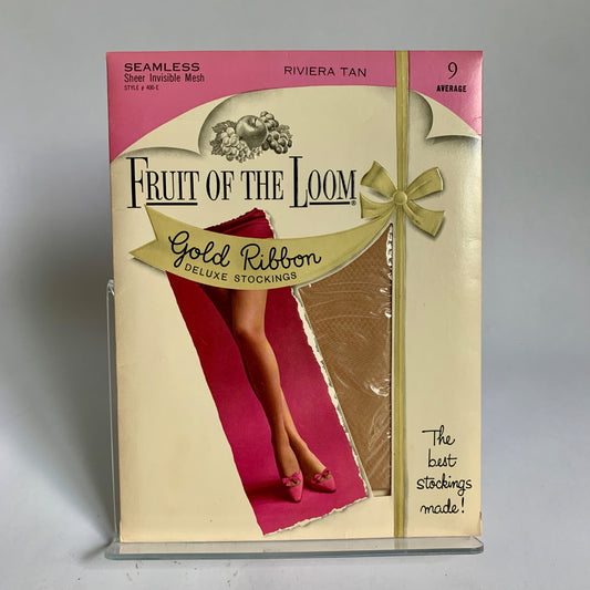Fruit of the Loom Gold Ribbon Deluxe Stockings Vintage New Riviera Tan 9 Average
