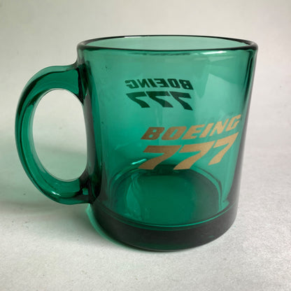 Boeing 777 Green Glass Coffee Mug