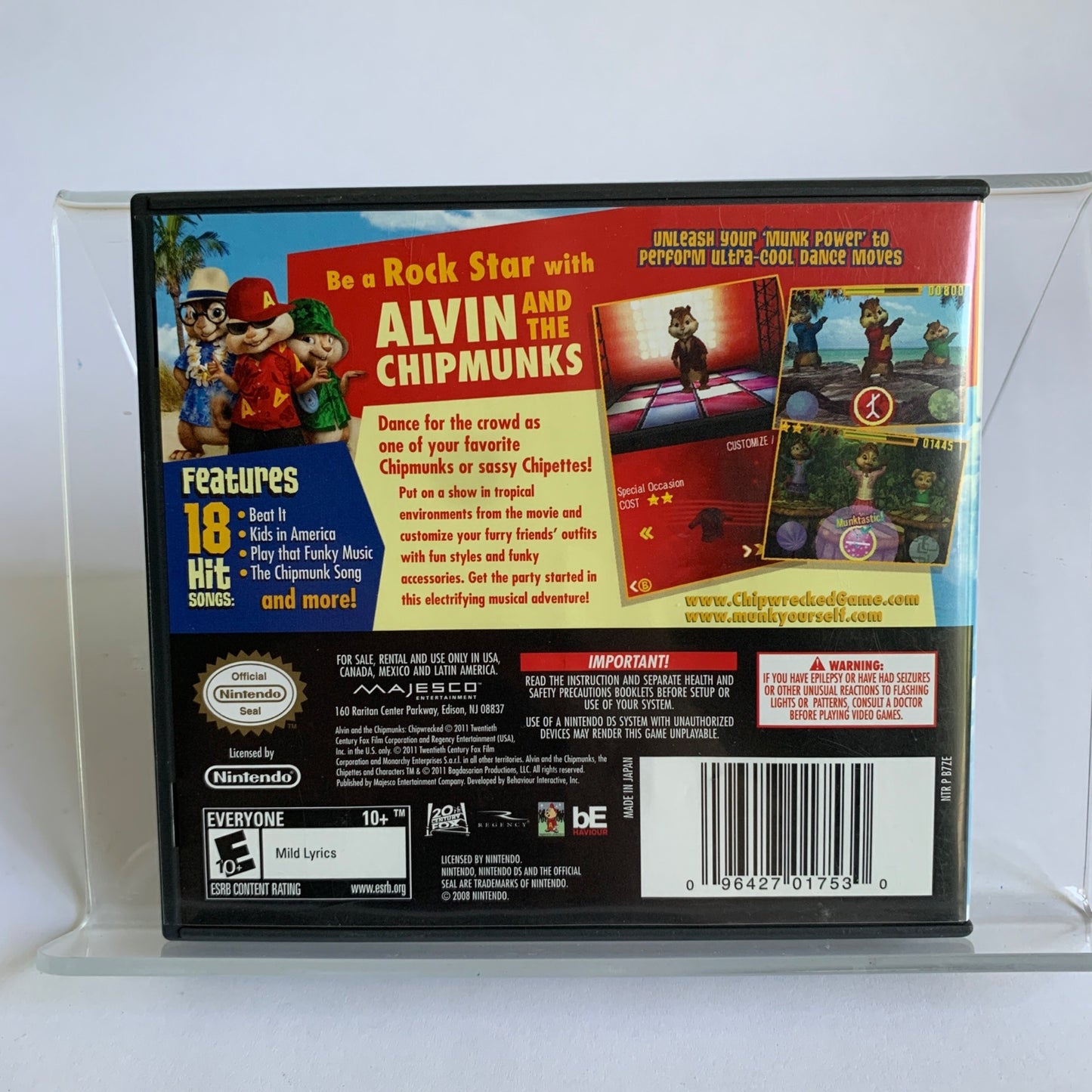 Nintendo DS Alvin and the Chipmunks Chipwrecked Game Case Cartridge Manual Complete