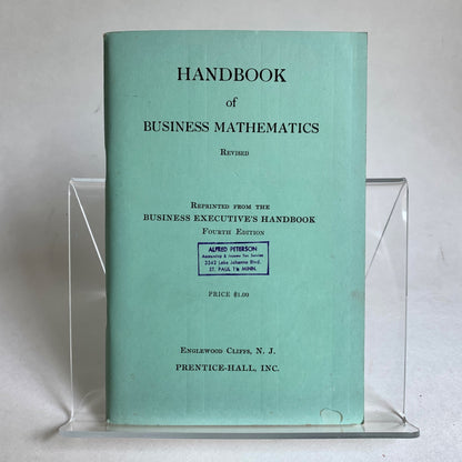 Handbook of Business Mathematics 1959 Book Vintage