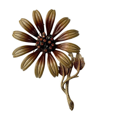 Vintage Hedy Flower Metal Pin Brooch