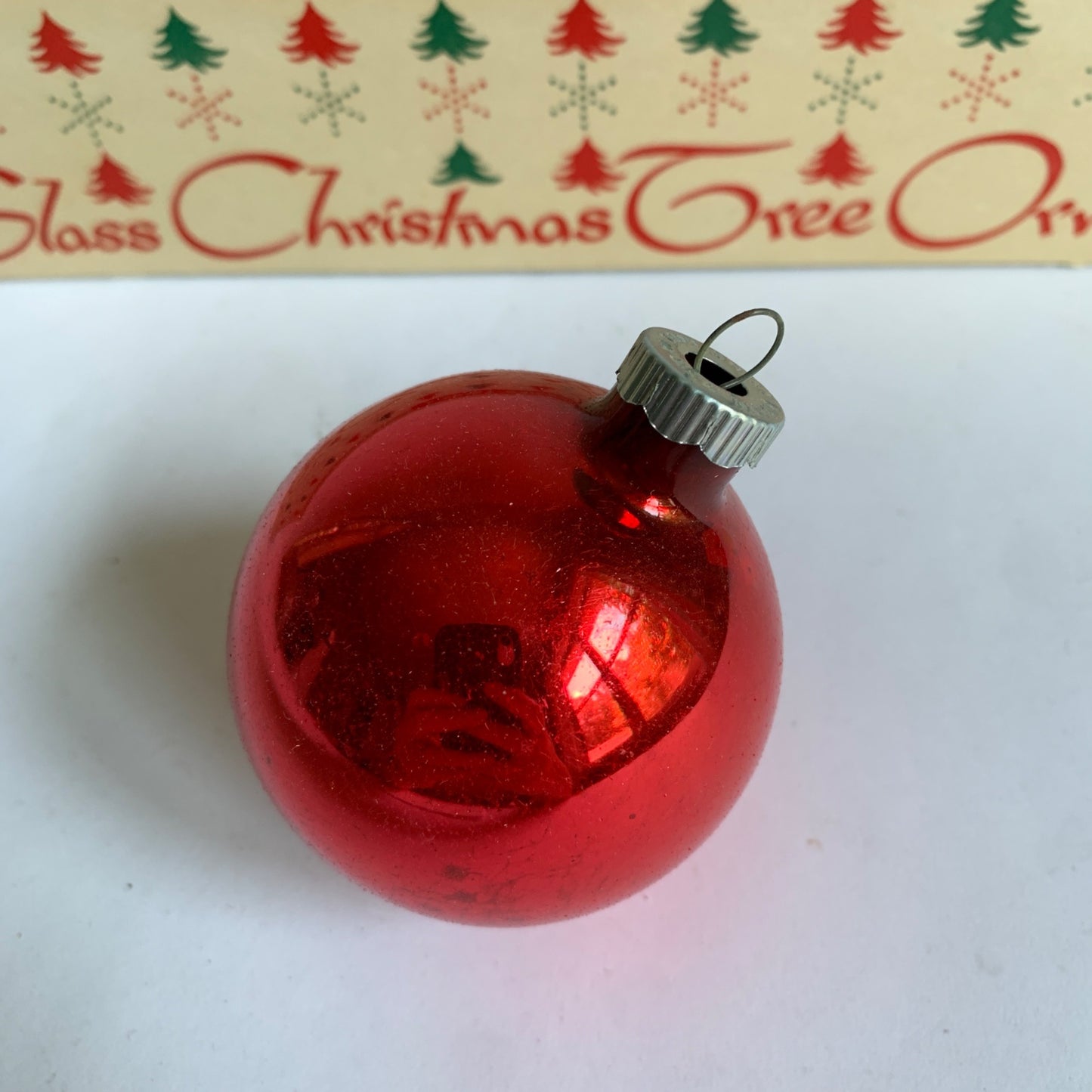 Shiny-Brite Glass Christmas Ornaments Box Vintage Red 4 Bulbs