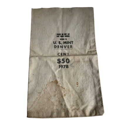 Vintage 1978 U.S. Mint Denver Cent $50 Canvas Money Bag