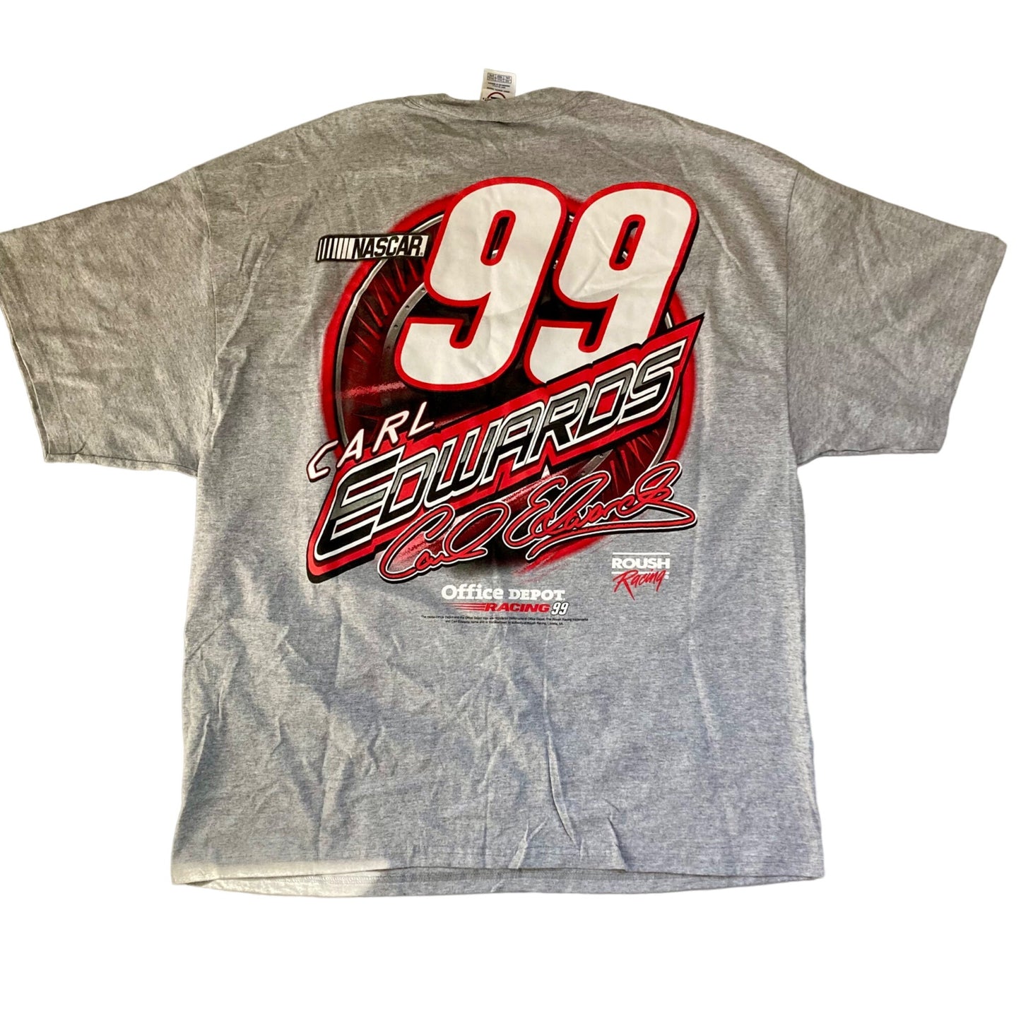 Vintage Carl Edwards #99 NASCAR Office Depot Racing T-Shirt Size 2XL Double Side