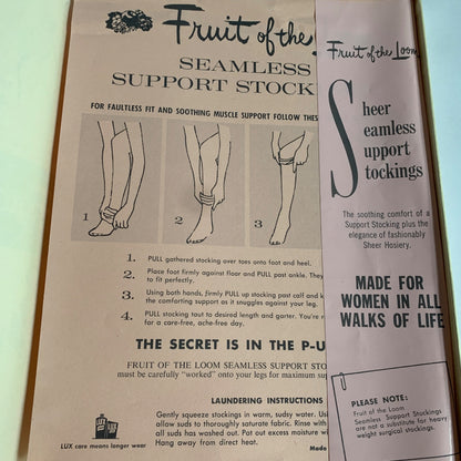 Fruit of the Loom Seamless Support Stockings Vintage New In Box Blush Small 555