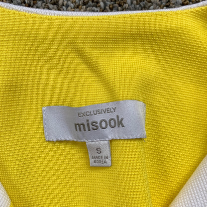 MISOOK Knit Yellow STRIPED Coat Jacket 60s Look Small