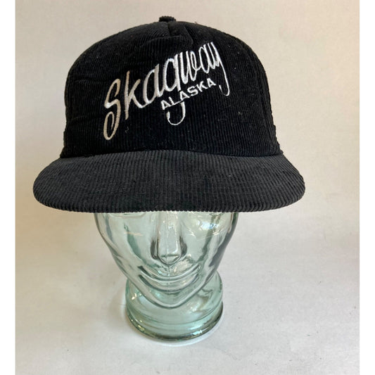 Vintage Skagway Alaska Black Corduroy Hat Snapback by A.C.E.