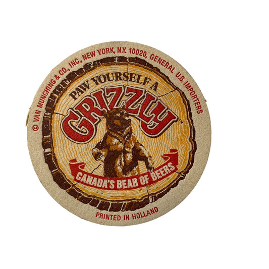 Grizzly Paw Yourself A Canada's Bear of Beers Bar Coaster