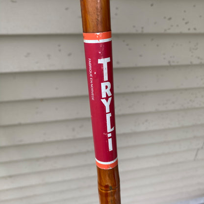 Vintage TRYLI Bamboo Ski Poles 137cm Leather Straps Made in Norway