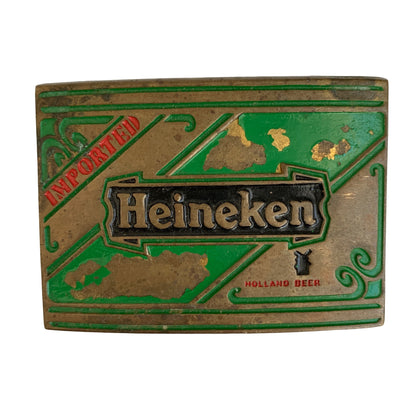 Heineken Imported Holland Beer Belt Buckle Vintage Baron Buckles 5988 Brass