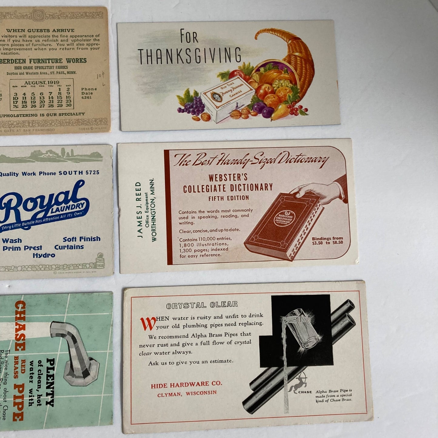 Lot 10 Vintage Ink Blotters Meadow Gold Ice Cream Burroughs Calculator Advertising