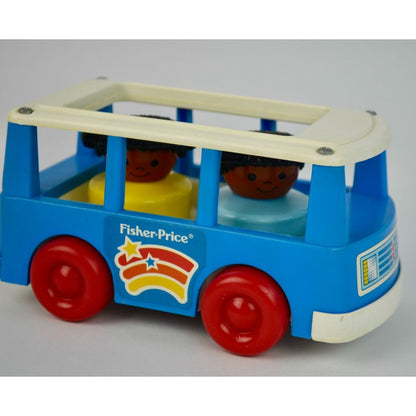 Fisher Price 1990 Chunky Blue Bus WITH PEOPLE Vintage