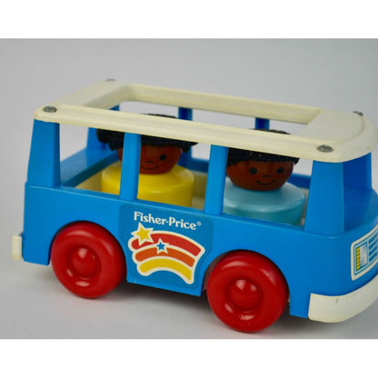 Fisher Price 1990 Chunky Blue Bus WITH PEOPLE Vintage