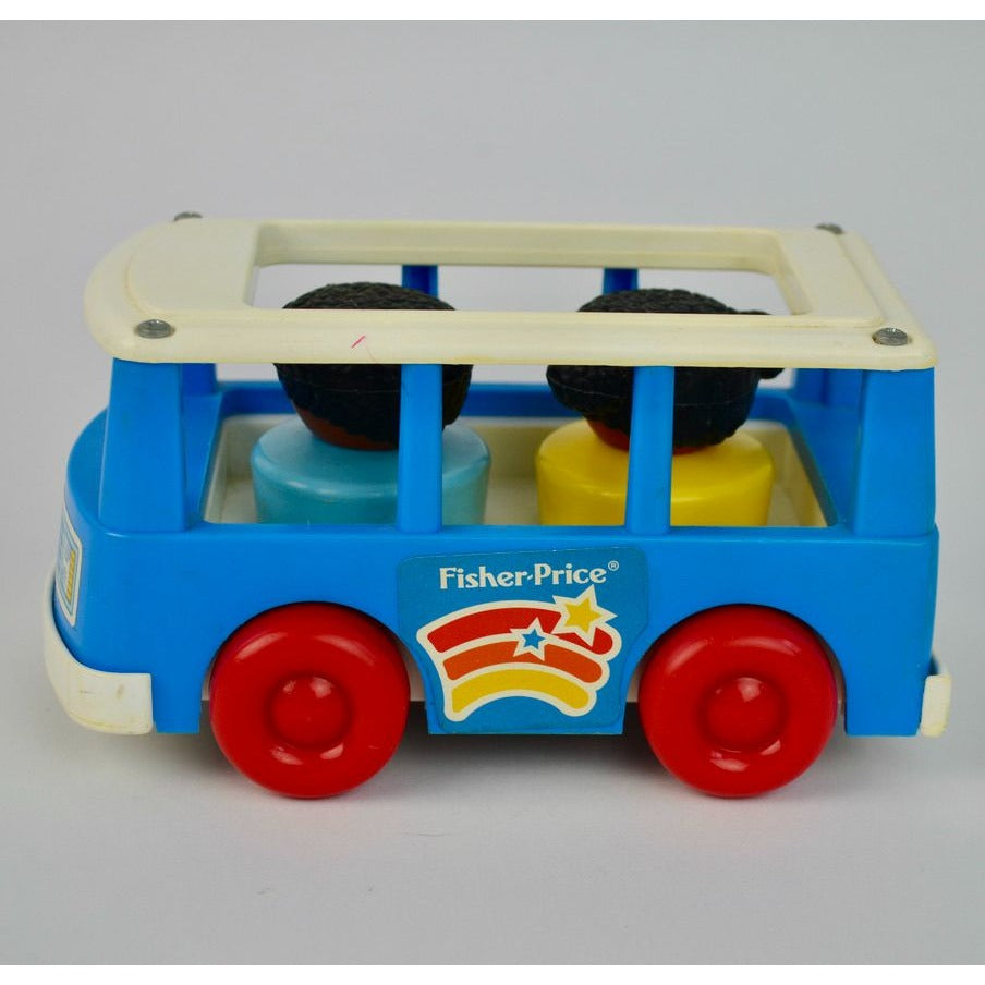 Fisher Price 1990 Chunky Blue Bus WITH PEOPLE Vintage