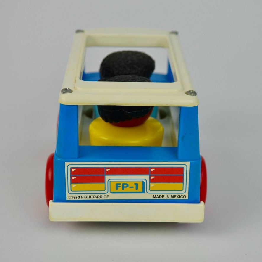 Fisher Price 1990 Chunky Blue Bus WITH PEOPLE Vintage