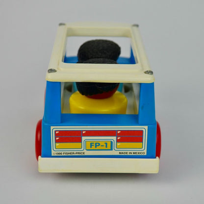Fisher Price 1990 Chunky Blue Bus WITH PEOPLE Vintage