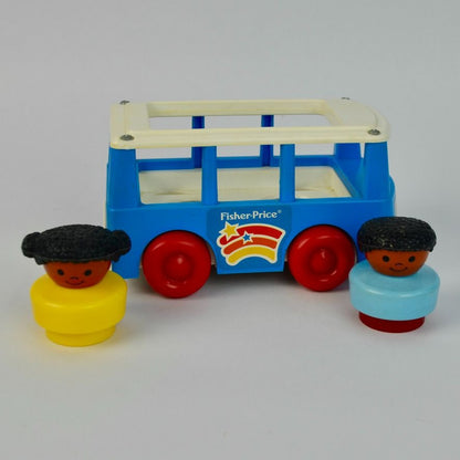 Fisher Price 1990 Chunky Blue Bus WITH PEOPLE Vintage