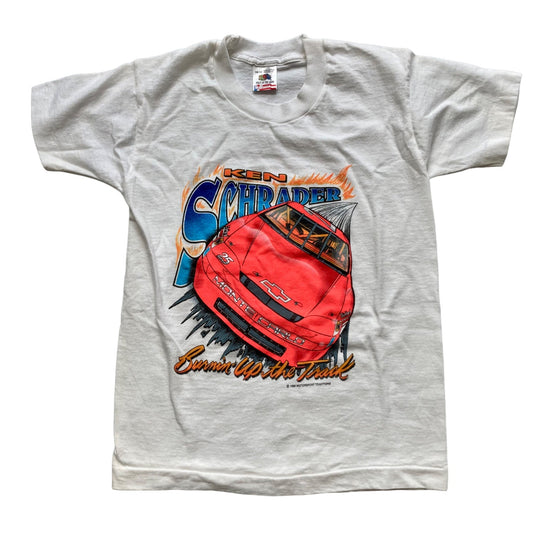Vintage NASCAR Ken Schrader Burning' Up The Track T-Shirt 1995 Youth M 10-12