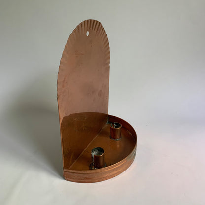 Vintage Copper Wall Pocket Sconce Holds 2 Candles