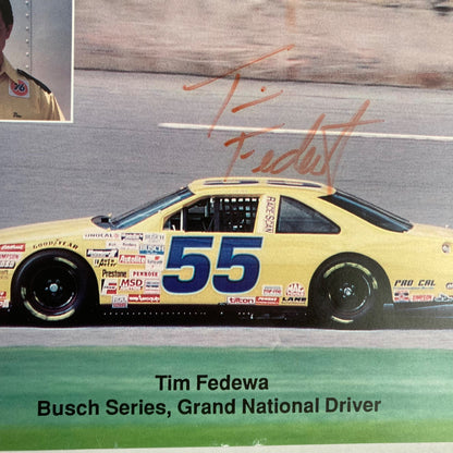 Vintage TED FEDEWA Autographed Photo Post Card Busch Series NASCAR Signed #55