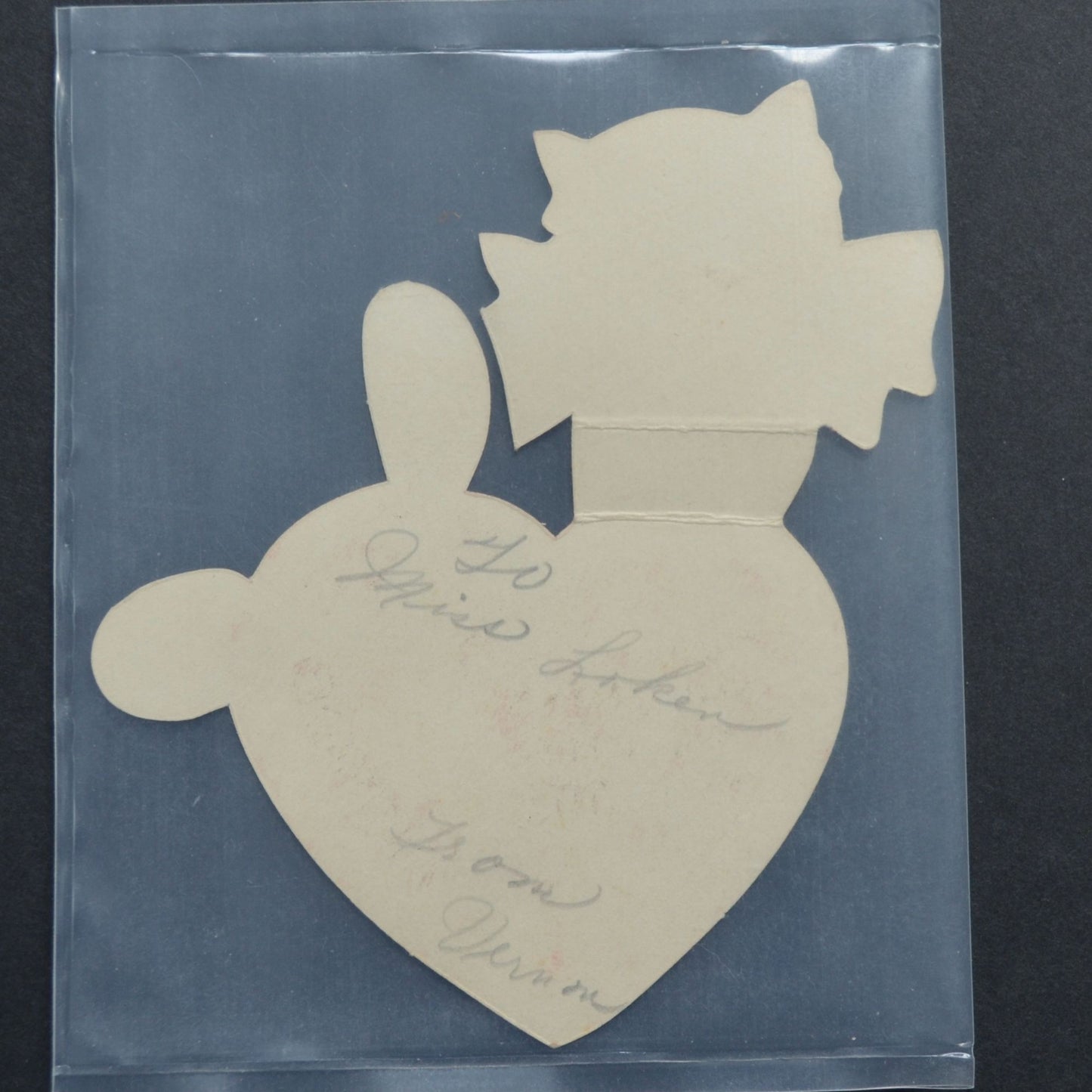 Vintage Valentine Card Cat Scissors Heart Cut Out to be Your